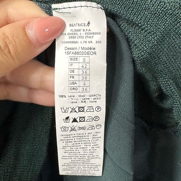 BEATRICE B. ITALY Emerald Wool Cardigan, Size S - Picture 3 of 6